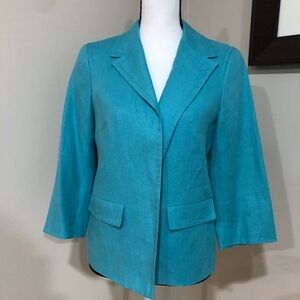 **TALBOTS* Petite Blue Open Linen Blazer Size 10P